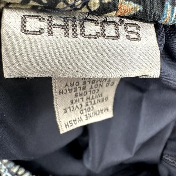 Chico's Maxi Skirt Womens Medium Blue Patchwork Floral Lined Boho Coastal - Picture 4 of 8